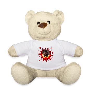 Comic Dog Design - Pow - Dachshund - Teddy Bear - white - Front