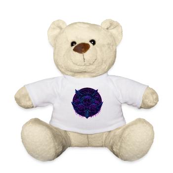 neon roses skull vaporwave - Teddy Bear - white - Front