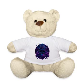 Crâne Rose Neon Vaporwave Crâne - Nounours - blanc - Devant