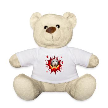 Conception de chien comique - Pow - Bearded Collie - Nounours - blanc - Devant