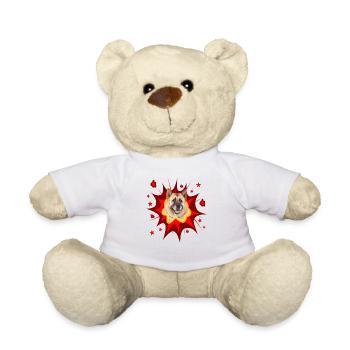 Comic Dog Design - Pow - Akita - Teddy Bear - white - Front