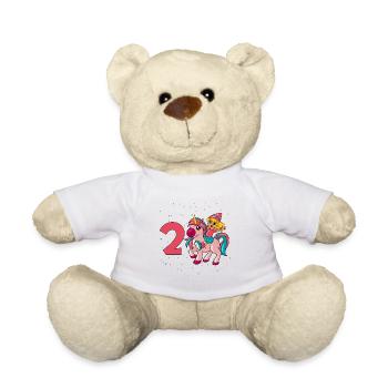 Avec licorne - Anniversaire de fille 2 ans - Nounours - blanc - Devant