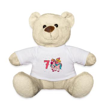 Avec licorne - Anniversaire de fille 7 ans - Nounours - blanc - Devant