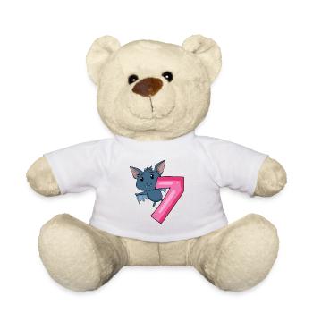 7 birthday 7 years old with animal motif - seven - Teddy Bear - white - Front