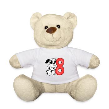 8 Birthday 8 years old with dog motif - eight - Teddy Bear - white - Front