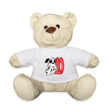 10 birthday 10 years old with dog motif - ten - Teddy Bear - white - Front