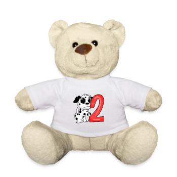 2 birthday 2 years old with animal motif - two - Teddy Bear - white - Front