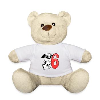 6 Birthday 6 years old with dog motif - six - Teddy Bear - white - Front