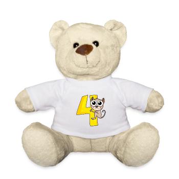 4 birthday 4 years old with animal motif - four - Teddy Bear - white - Front