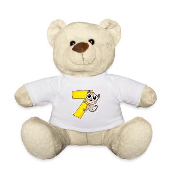 7 ans 7 ans avec motif animal - sept - Nounours - blanc - Devant