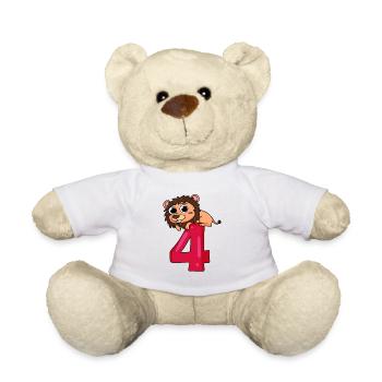 4 birthday 4 years old with animal motif - four - Teddy Bear - white - Front