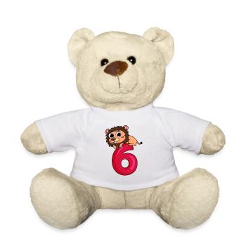 6 Birthday 6 years old with animal motif - six - Teddy Bear - white - Front