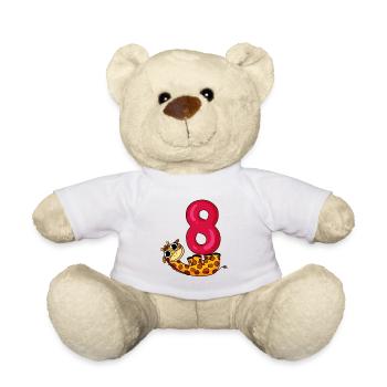 8ème anniversaire motif girafe - huit ans - Nounours - blanc - Devant