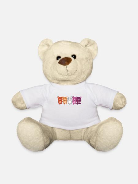 Lesbian Flag Pride LGBTQ Cute Pig - Nounours - blanc