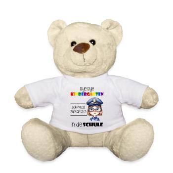 Bye Bye Kindergarten - Einschulung Polizistin - Teddy - Weiß - Vorne