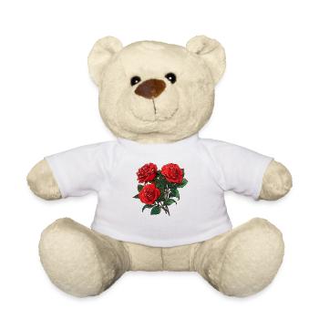 Cool 3 Rote Rosen Blumen Blumen Liebhaber Wortspiel - Teddy - Weiß - Vorne
