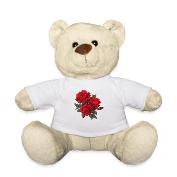 3 Blumen Vintage Blumen Wortspiel Cool Red Roses Liebhaber - Teddy - Weiß - Vorne