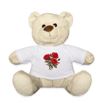Cool Red Roses Lover 3 Rote Blumen Humor Vintage - Teddy - Weiß - Vorne