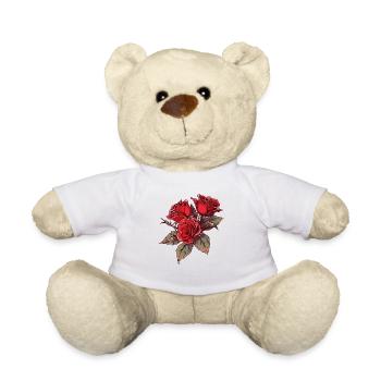 Vintage Blumen Kühle rote Rosen Neuheit Liebhaber Wortspiel - Teddy - Weiß - Vorne