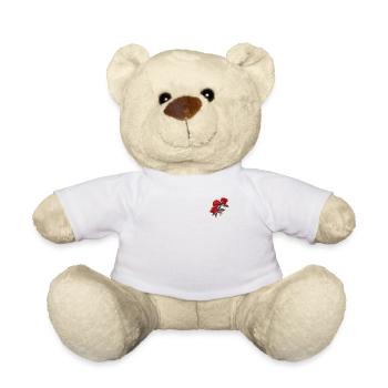3 rote rosen patch logo neuheit blumen liebhaber wortspiel - Teddy - Weiß - Vorne