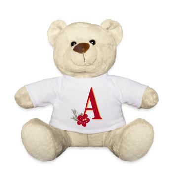 Lettre A avec fleur - Nounours - blanc - Devant