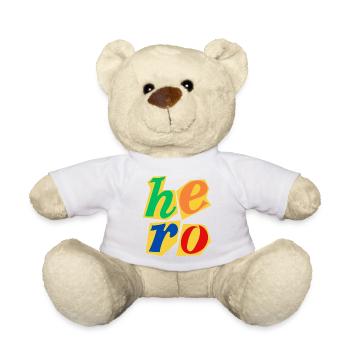 Hero Block Letter Design - Teddy Bear - white - Front