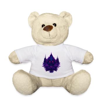 Crâne de roses néon violettes - Nounours - blanc - Devant
