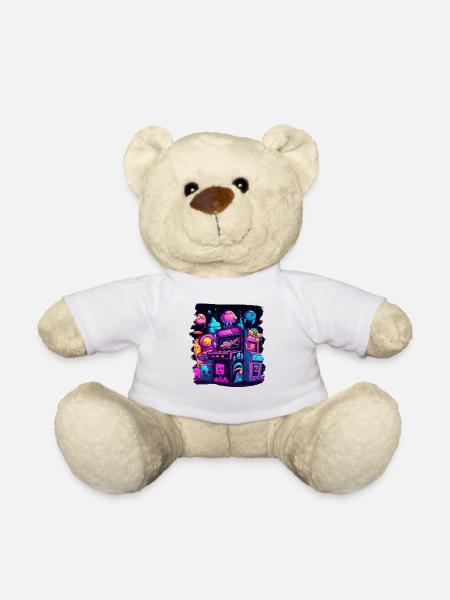 Arcade Gaming Retro Automaten Spiele 80er Gamer - Teddy - Weiß
