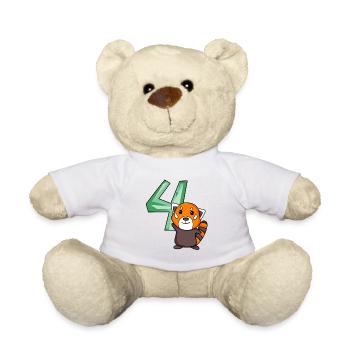 4. Geburtstag Motiv Roter Panda - vier Jahre alt - Teddy - Weiß - Vorne