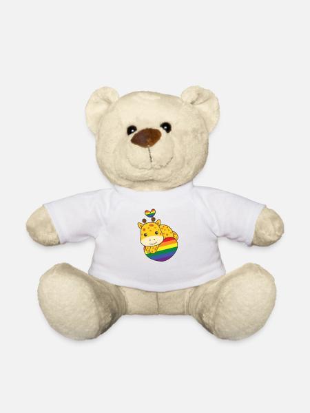 Regenbogen Flag Pride LGBTQ süßes Giraffe Love - Teddy - Weiß