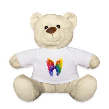 Angel wings in a riot of colors LGBT Pride_3 - Teddy Bear - white - Front