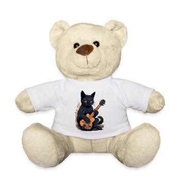 Musiker Schwarze Katze Gitarrist Bombay Katzen - Teddy - Weiß - Vorne