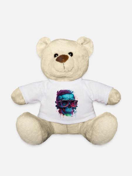 Knalliger Hipster-totenkopf Mit Sonnenbrille - Teddy - Weiß