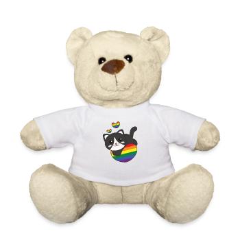 Regenbogen Flag Pride LGBTQ süßes Katze Love - Teddy - Weiß - Vorne