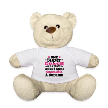 Une Super Coach Idée Femme Cadeau Humour - Nounours - blanc - Devant