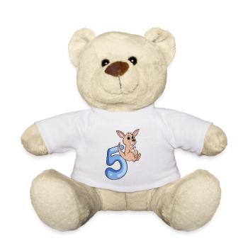 5th birthday motif kangaroo - five years - Teddy Bear - white - Front