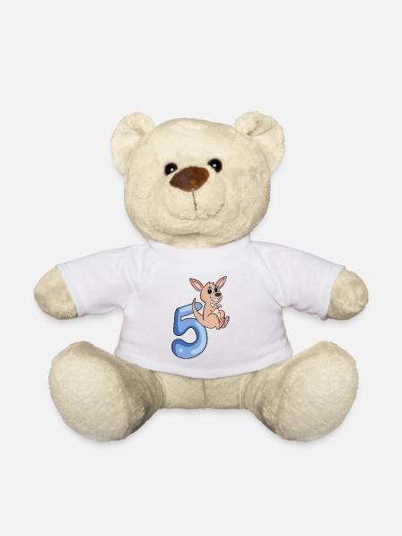 5. Geburtstag Motiv Känguru - fünf Jahre - Teddy - Weiß