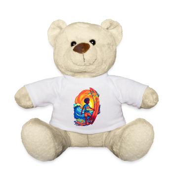 Surfer with sunbeam motif - Teddy Bear - white - Front