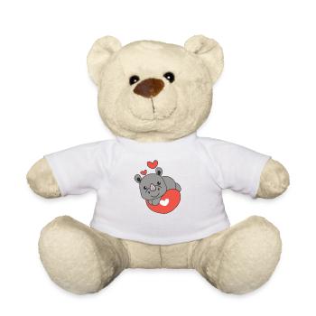 Nashorn zum Valentinstag süße Tiere Herzen - Teddy - Weiß - Vorne