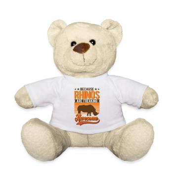 Nashorn Geschenk Rhino Rhinozeros - Teddy - Weiß - Vorne