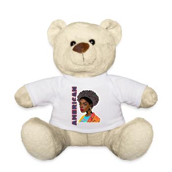 Dame noire avec lettrage américain - Nounours - blanc - Devant