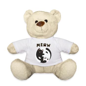 Meow cats Ying and Yang - Cat lovers - Teddy Bear - white - Front