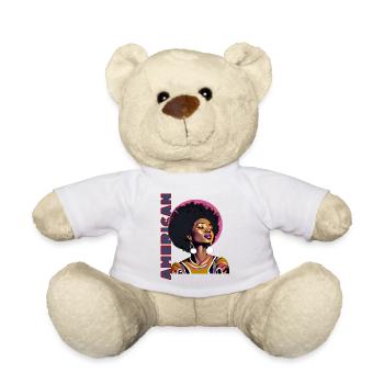 Black woman with American lettering - Teddy Bear - white - Front