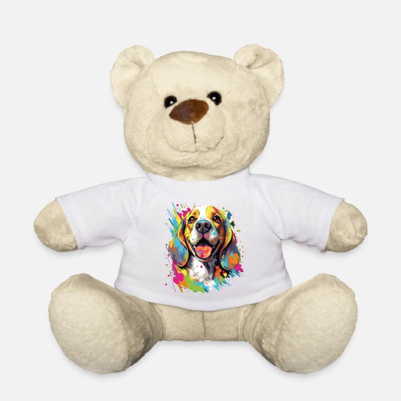 Colorful Beagle Design - Aimant et vivant - Nounours - blanc