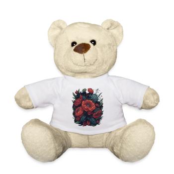 Motif floral vintage, fleurs florales printanières - Nounours - blanc - Devant