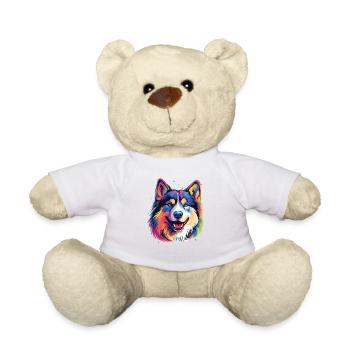 Alaskan Malamute Dog Colorful Painted - Teddy Bear - white - Front