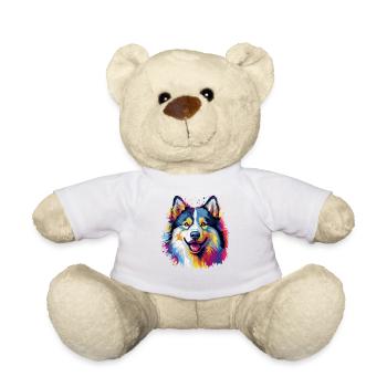 Colorful Alaskan Malamute Dog Painted - Teddy Bear - white - Front