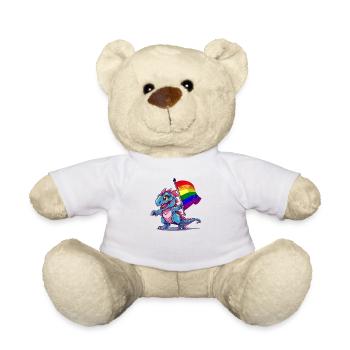 Dinosaur LGBT Pride Lesbian Gay Community T-Rex - Teddy Bear - white - Front