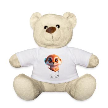 Playful meerkat in breast pocket - Teddy Bear - white - Front