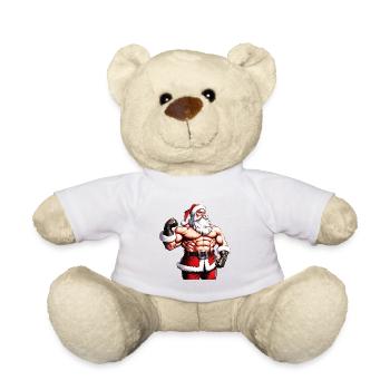 Santa the Strongman: Weihnachtliche Bodybuilder-Kleidung - Teddy - Weiß - Vorne